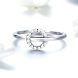 S925 Sterling Silver Single Ring White Gold Plated Cubic Zirconia Ring