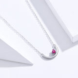 S925 Sterling Silver Ambiguous Pendant Necklace White Gold Plated Zircon Necklace