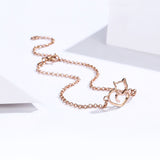 S925 sterling silver rose gold plated cute cat bracelet