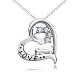 New Novelty Necklace Jewelry Heart Charm with Cute Dog Puppy Footprints Necklace