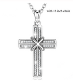 925 Sterling Silver solid Cross Statement Necklace Clear CZ Crystal Cross Pendant Tiny Necklace Vintage Jewelry