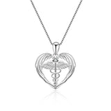 Heart Love Wings Necklace Caduceus Angel Cross Christmas Necklace