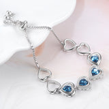 Crystal Loving Heart Bracelet Colorful Gemstone Adjustable Bracelet