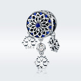 S925 sterling silver Oxidized zirconia snowflake charms