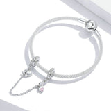 925 Sterling Silver Cute Kitty Cat And Paw Safety Chain Precious Jewelry For Women Fit DIY Bracelet
