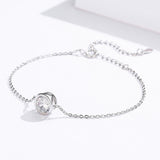 S925 sterling silver white gold plated zircon simple bracelet
