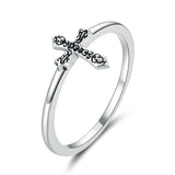925 Sterling Silver Vintage Cross Finger Rings Precious Jewelry For Women