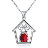 Red Drop Oil House Animal Footprint S925 Sterling Silver Necklace Pendant