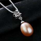 Sterling silver Flower cubic zircon  Freshwater Pearl Pendant Necklace Fashion Jewellery