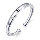 S925 sterling silver alphabet ring White Gold Plated cubic zirconia ring