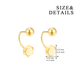 18K Gold Geometric 5mm Stud Earrings With Screw Backings