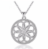 Celtics Knot & Round Flower Pendant Necklace 