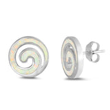 Silver Opal Spiral Stud Earrings