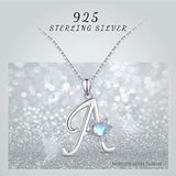 Initial Necklaces 925 Sterling Silver Moonstone Necklace with Lotus Flower Letters A 26 Alphabet Pendant Necklace Jewelry for Mon Women