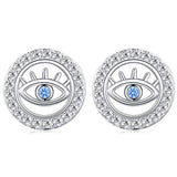 s925 Sterling Silver with Blue Cubic Zircon Evil Eye Stud Earrings for Women