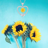 You are My Sunshine Sunflower Necklace 925 Sterling Silver Love Heart Pendant Necklace Jewelry for Women