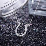925 Sterling Silver Horseshoe White Gold-Plated Pendant Necklace for Women