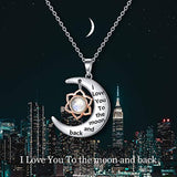 Sterling Silver  moon and star Necklace Lovely Moon CZ Pendant Chain Fashion Jewelry for Women Teen Girl Friend Birthday Gift