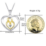 Mom Necklace Family Pendant Mother and Child Love Heart Pendant S925 Sterling Silver with CZ 18K Gold Plated Gifts for Mom Grandma 18 Inch with Gift Box