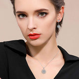 Women's 925 Sterling Silver CZ Elegant Snowflake Necklace Earrings Set Clear