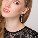 Women's 925 Sterling Vintage Daily Prom Rose Flower Leaf Dangle Hook Earrings