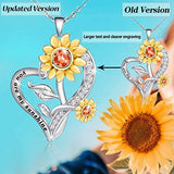 Sunflower Necklace for Women S925 Sterling Silver Heart Necklace Jewelry,You are My Sunshine Pendant Necklaces Valentines Jewelry Gifts for Women Girls Mom Wife