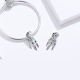 S925 Sterling Silver Oxidized Zirconia Dream catcher Charms For Women
