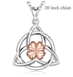 925 Sterling Silver Triangle Celtics Knot Pendant Necklace Rose gold plated Celtic-Shamrock Necklace good luck fine jewelry