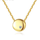 S925 Sterling Silver Round Beans Yellow Gold Zircon Necklace