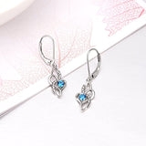 Leverback Earrings for Women Sterling Silver Blue Cubic Zirconia Infinity Love Leverback Dangle Earrings Jewelry Gifts for Women Girls (Blue)