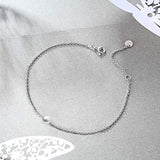 Single Pearl Anklet Sterling Silver Bracelets Women Girls Freshwater Cultured Pearls For Women