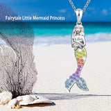 Sterling Silver Mermaid Pendant Necklace Delicate Fairytale Sea Daughter Jewelry for Women Girls Birthday Graduation Gift
