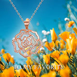 925 Sterling Silver Rose Flower CZ Necklace Pendants  for Women