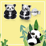 Cut Panda Bear Stud Earrings for Women,925 Sterling Silver Lovely Animal Hypoallergenic Earrings For Women Teen Birthday Festival Gift