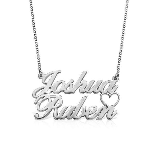 Personalized Double Names Necklace with A Cut Out Heart