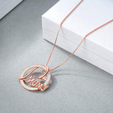Sterling Silver Rose gold mom Necklaces for Mom Gifts for Mother Women,Engraved ' I Love You Forever ' on the Pendant Charm