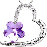Silver Heart Purple Crystal Cubic Zirconia Pendant Necklace