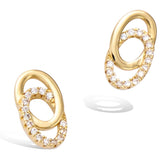 Yellow Gold  plated Infinity Oval Circle Knot Cubic Zirconia Stud Earrings  Fashion Jewelry