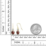 14K  Gold Red Garnet and White Topaz Dangle Drop Earrings For Women