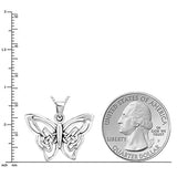 925 Sterling Silver Celtic Butterfly Pendant Necklace, 18