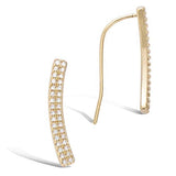 Yellow Gold plated  Cubic Zirconia CZ Bar Crawlers Earrings Fashion Jewelry