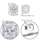 925 Sterling Silver Cubic Zirconia Wedding Square Elegant Stud Earrings Clear