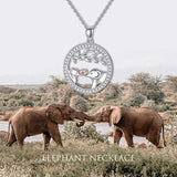 S925 Sterling Silver Elephant Necklace Family Love Pendant, Mother and Baby Elephants Jewelry for Mum