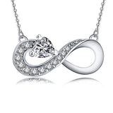 Silver Infinity Heart  Cubic Zirconia Pendant Necklace