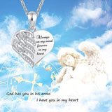 925 Sterling Silver Angel Wing Urn Necklace for Ashes, Heart Cremation Memorial Keepsake Pendant Necklace Jewelry