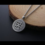 925 Sterling Silver  Oxidized Good Luck Irish Celtic Knot Medallion Round Pendant Necklace