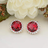 925 Sterling Silver CZ October Birthstone Round Cut Halo Stud Earrings Tourmaline Color