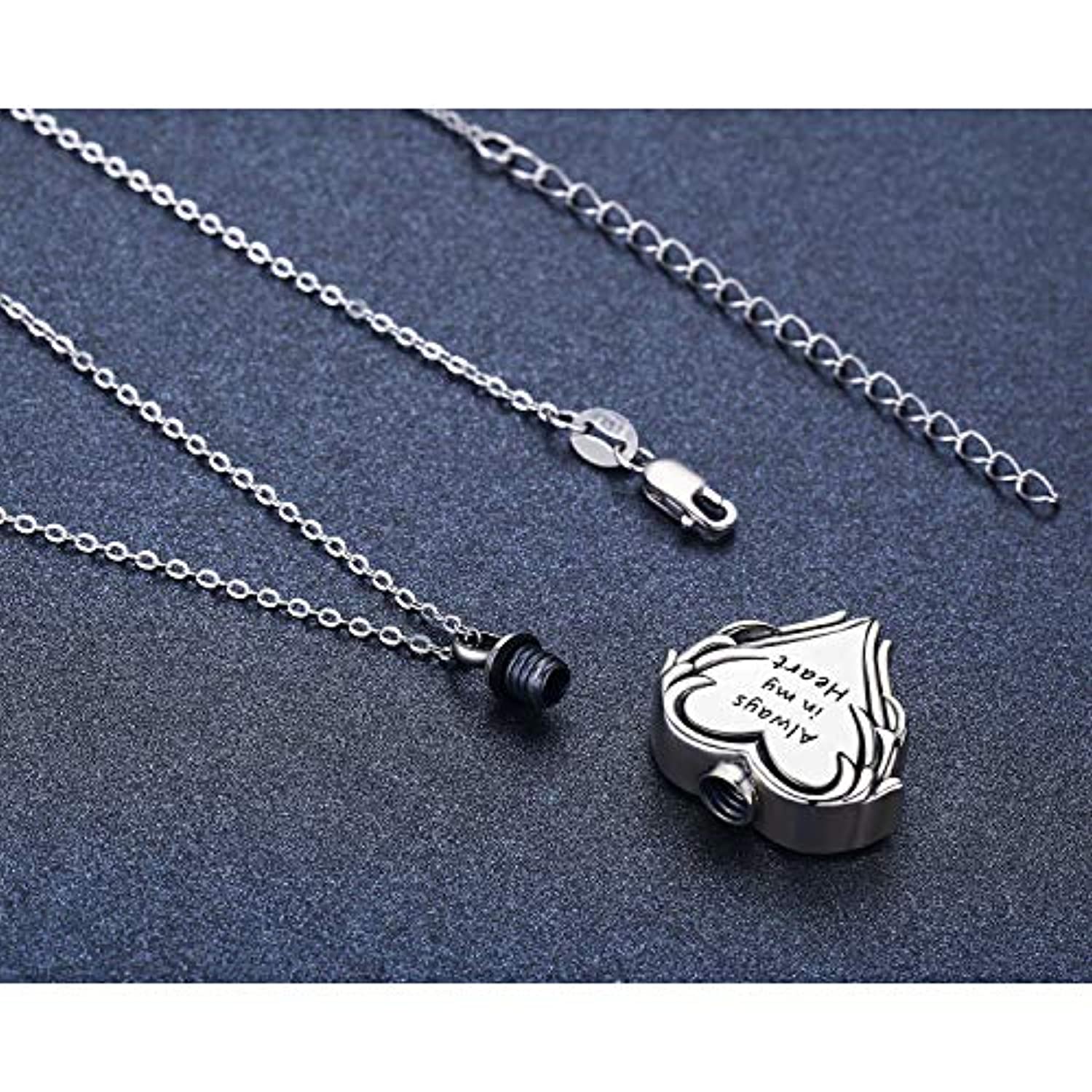 Always In My Heart Paw Print Stainless Pet Cremation Necklace