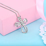 Cross Necklace Sterling Silver Infinity Loop Cross Pendant Necklace for Women Girls