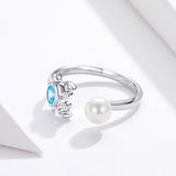 S925 Sterling Silver Crab Ring White Gold Plated cubic zirconia ring